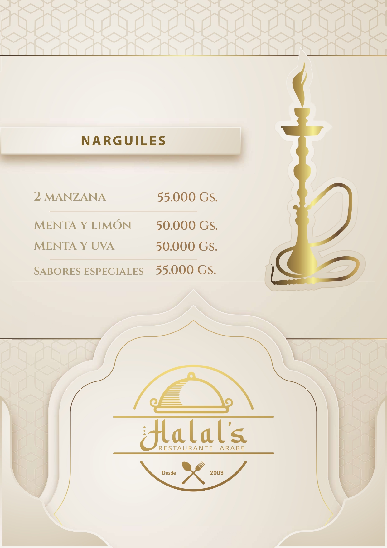Portada del Menú Halal's